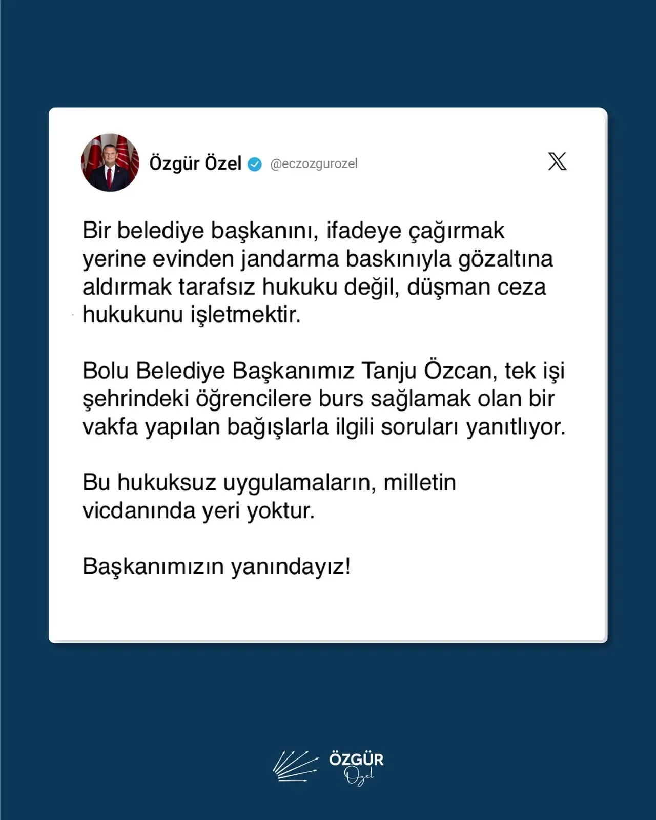 CHP'li Özcan'a Gözaltı: Özel'den "Düşman Ceza Hukuku" Tepkisi CHP'li Özcan'a Gözaltı: Özel'den "Düşman Ceza Hukuku" Tepkisi