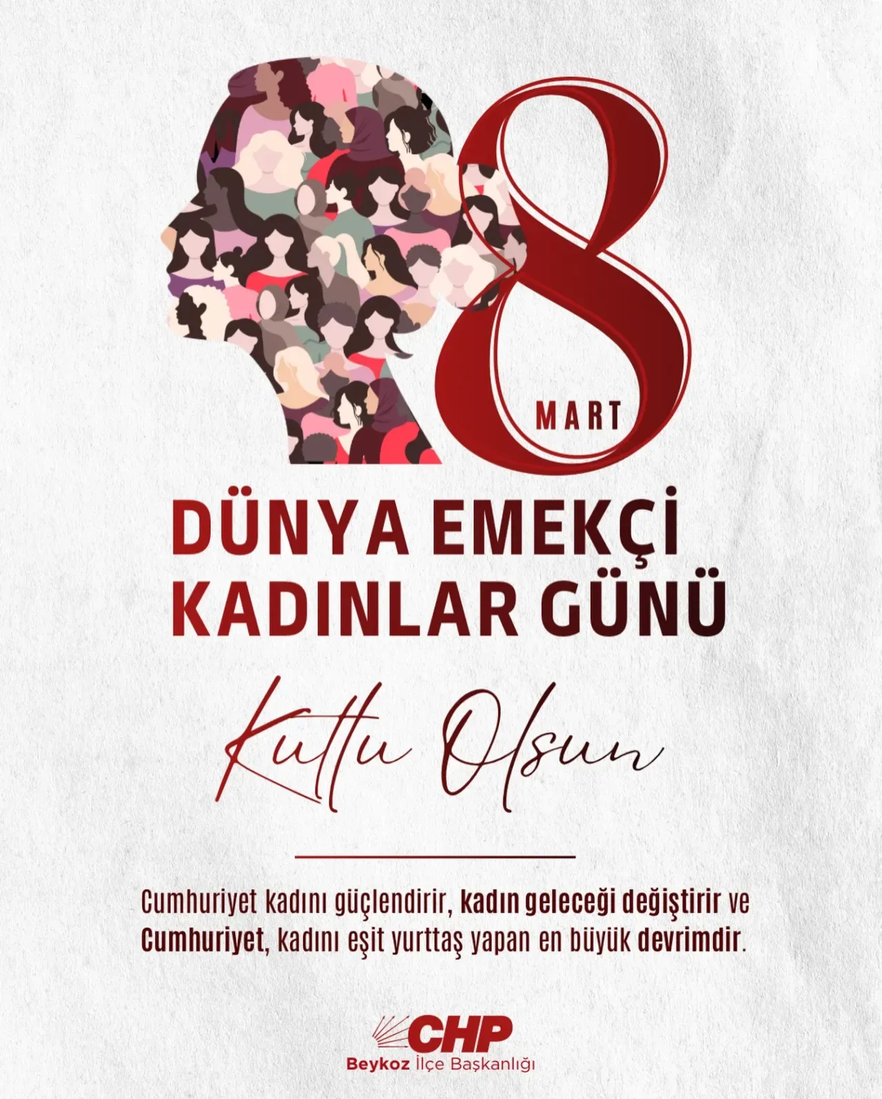 CHP Beykoz'dan 8 Mart Mesajı: "Cumhuriyet, Kadını Özne Yapan Devrimdir" CHP Beykoz'dan 8 Mart Mesajı: "Cumhuriyet, Kadını Özne Yapan Devrimdir"