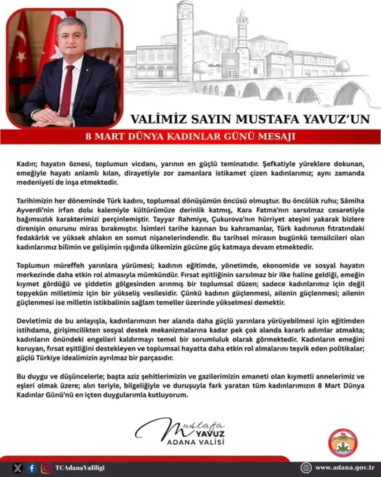 Vali Yavuz'dan 8 Mart Mesajı: "Kadınlar, Toplumun Temel Dinamiğidir" Vali Yavuz'dan 8 Mart Mesajı: "Kadınlar, Toplumun Temel Dinamiğidir"