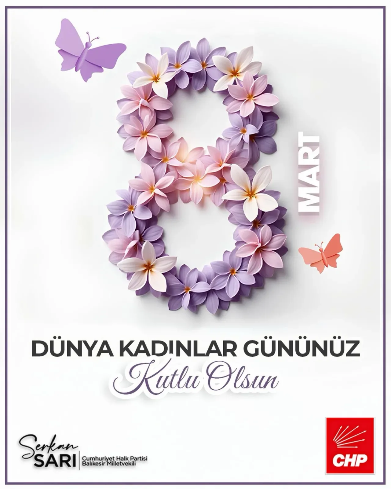 CHP'li Sarı'dan 8 Mart Mesajı: "Eşit ve Özgür Yarınlar İçin Mücadeleye Devam" CHP'li Sarı'dan 8 Mart Mesajı: "Eşit ve Özgür Yarınlar İçin Mücadeleye Devam"