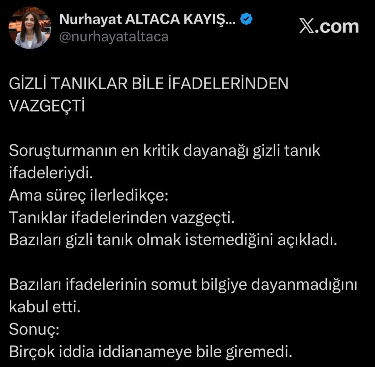 CHP'li Altaca Kayışoğlu: "Gizli Tanıklar Bile İfadelerinden Vazgeçti" CHP'li Altaca Kayışoğlu: "Gizli Tanıklar Bile İfadelerinden Vazgeçti"