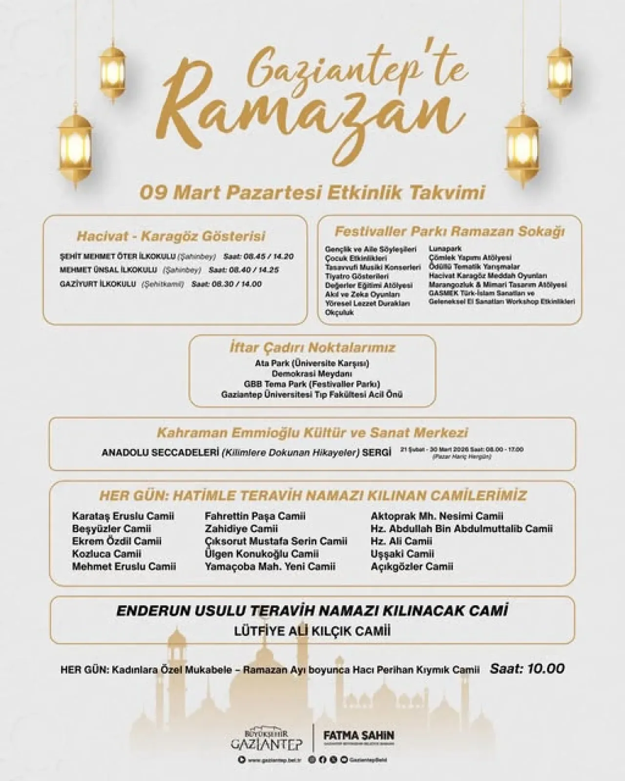 Gaziantep'te Ramazan Coşkusu: 19 Gün Boyunca Sürecek Etkinlikler Açıklandı Gaziantep'te Ramazan Coşkusu: 19 Gün Boyunca Sürecek Etkinlikler Açıklandı