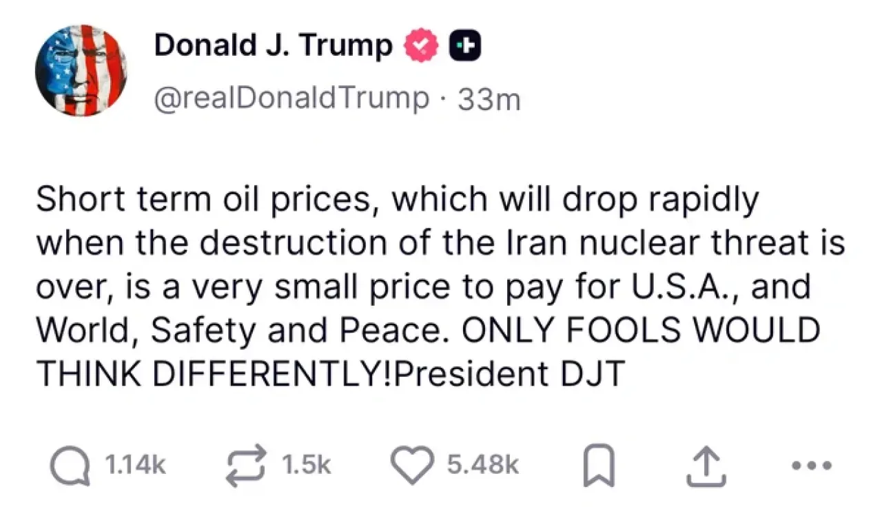 Trump'tan Kritik Açıklama: "Petrol Fiyatlarındaki Artış, İran Tehdidi Ortadan Kalkınca Düşecek" Trump'tan Kritik Açıklama: "Petrol Fiyatlarındaki Artış, İran Tehdidi Ortadan Kalkınca Düşecek"