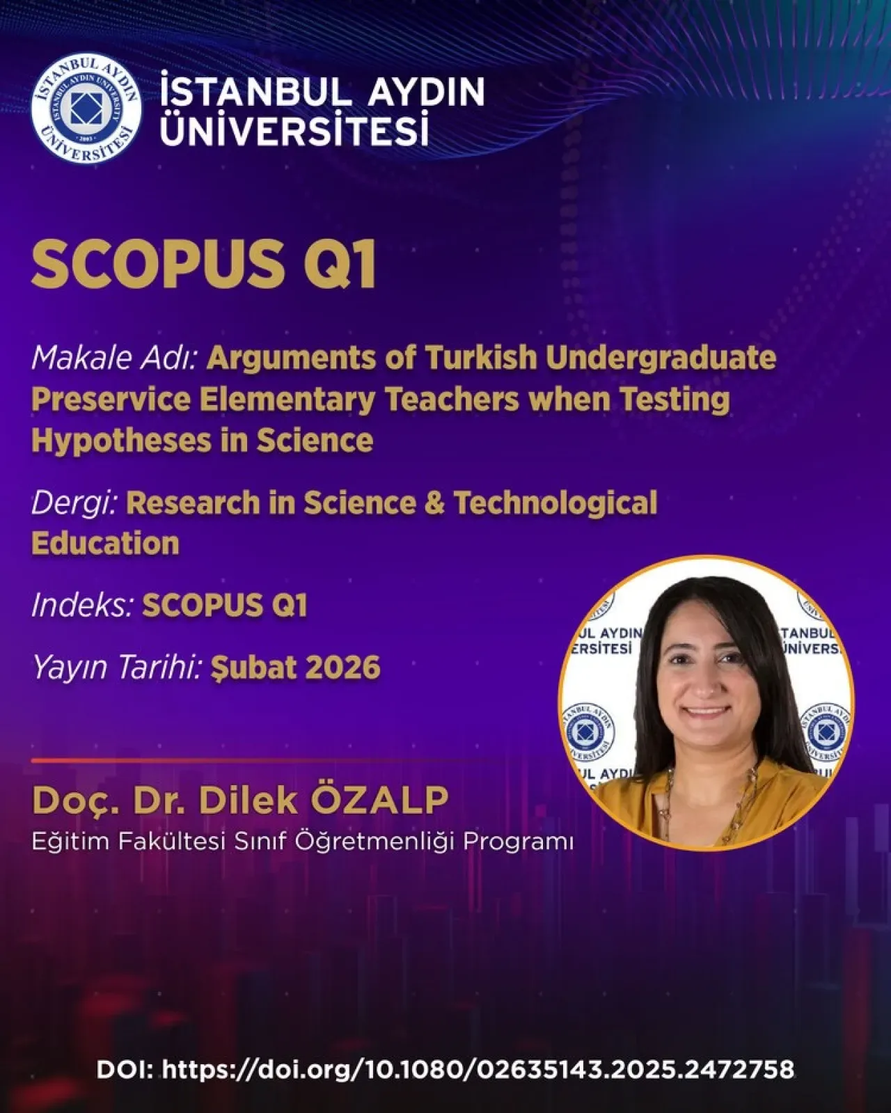 İstanbul Aydın Üniversitesi Akademisyenleri Q1'de Parlıyor İstanbul Aydın Üniversitesi Akademisyenleri Q1'de Parlıyor
