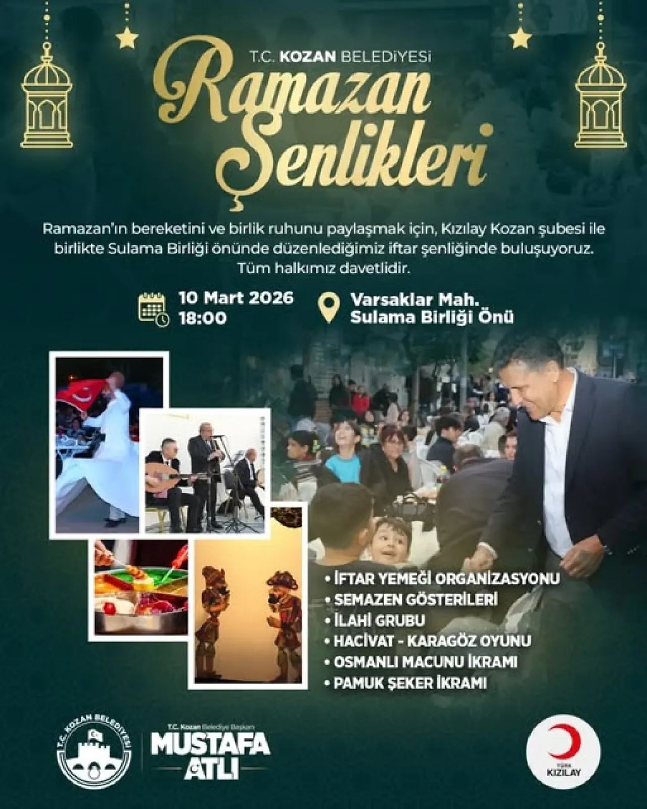 Kozan'da Ramazan Coşkusu: İftar Şenliği ile Binlerce Kişi Aynı Sofrada Buluşacak Kozan'da Ramazan Coşkusu: İftar Şenliği ile Binlerce Kişi Aynı Sofrada Buluşacak