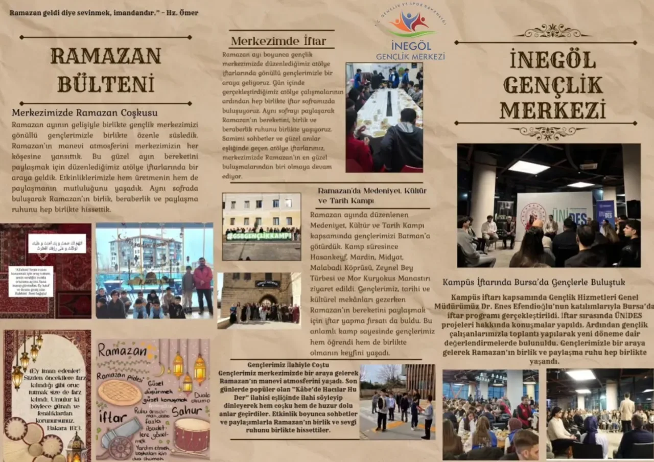 Bursa İnegöl Gençlik Merkezi'nden Ramazan'ın İlk Yarısına Özel Program Bursa İnegöl Gençlik Merkezi'nden Ramazan'ın İlk Yarısına Özel Program