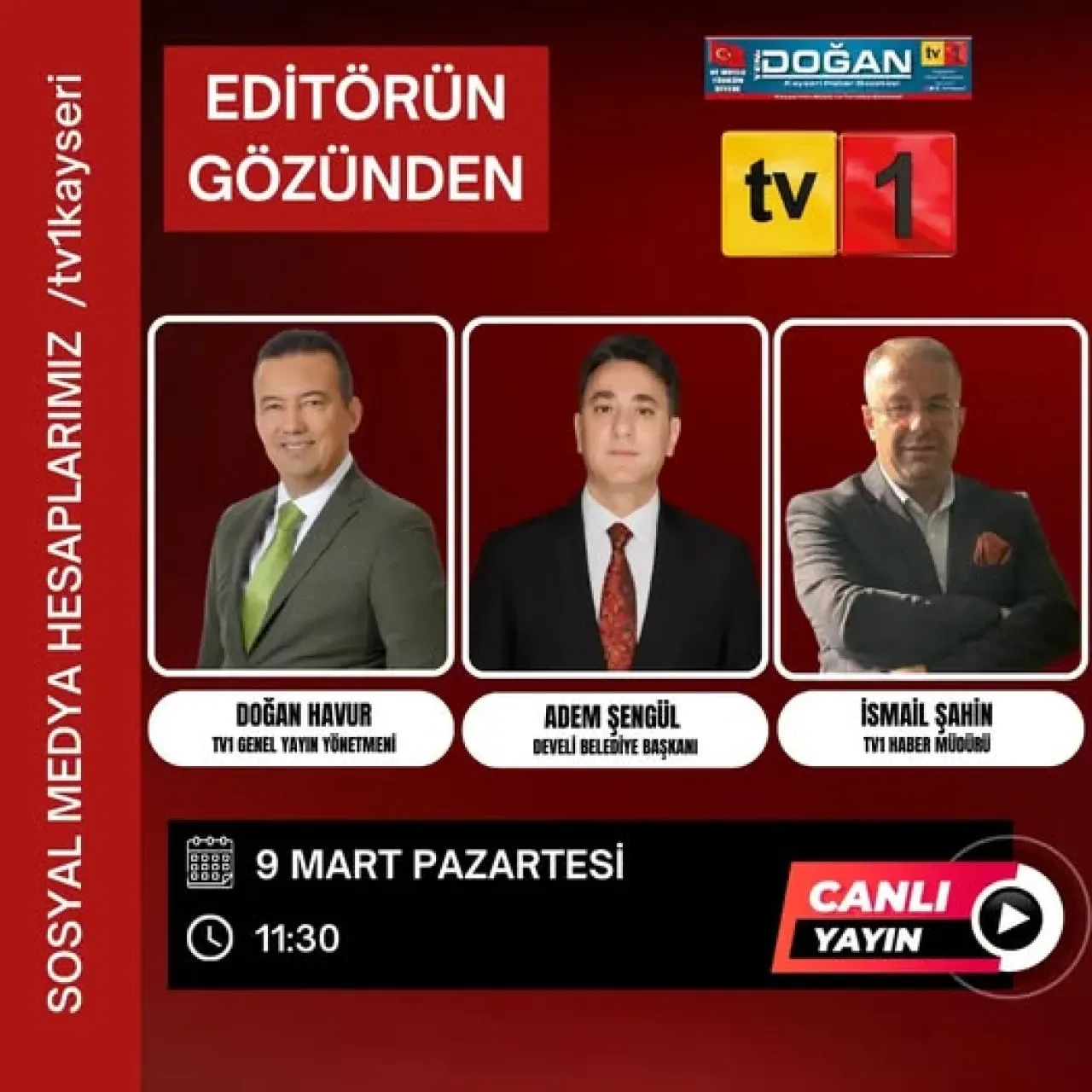 Develi Belediye Başkanı Adem Şengül, TV1'deki 'Editörün Gözünden' Programına Konuk Oldu Develi Belediye Başkanı Adem Şengül, TV1'deki 'Editörün Gözünden' Programına Konuk Oldu