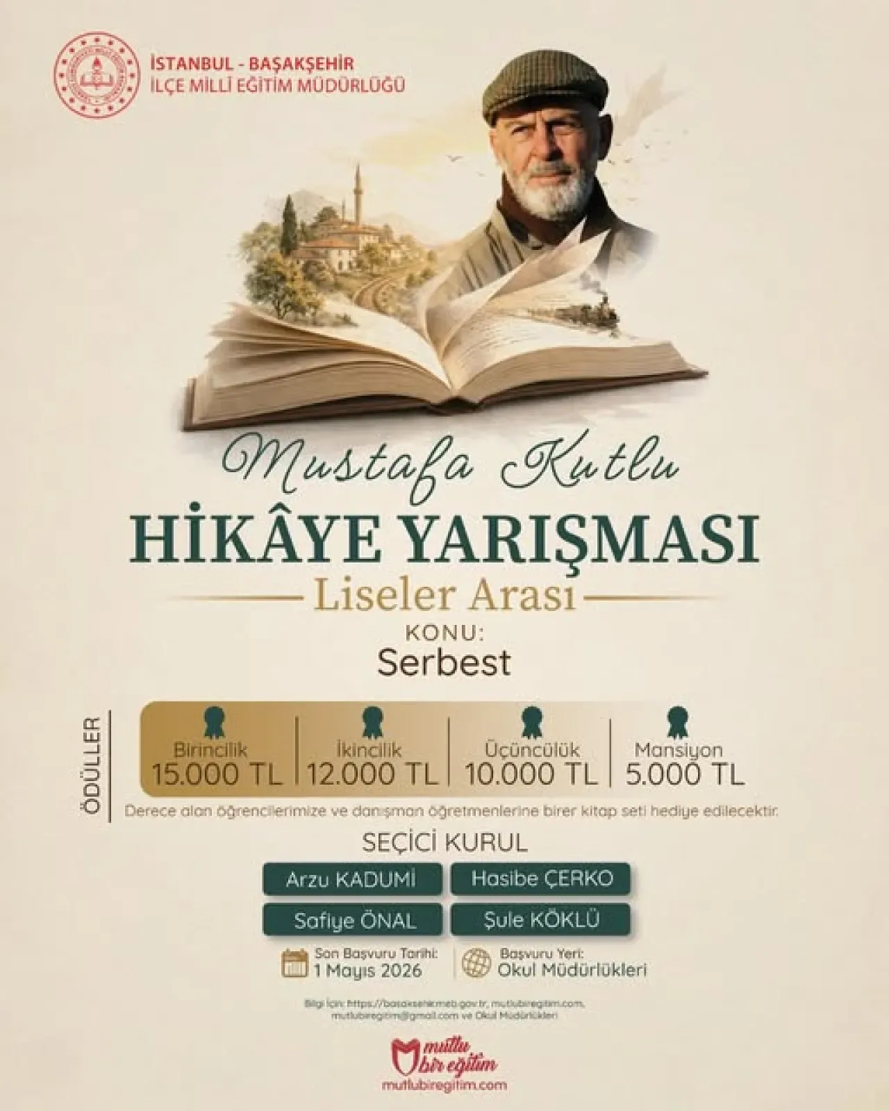 Başakşehir'de Genç Yazarlar Aranıyor: Mustafa Kutlu Hikâye Yarışması Başvuruları Başladı Başakşehir'de Genç Yazarlar Aranıyor: Mustafa Kutlu Hikâye Yarışması Başvuruları Başladı