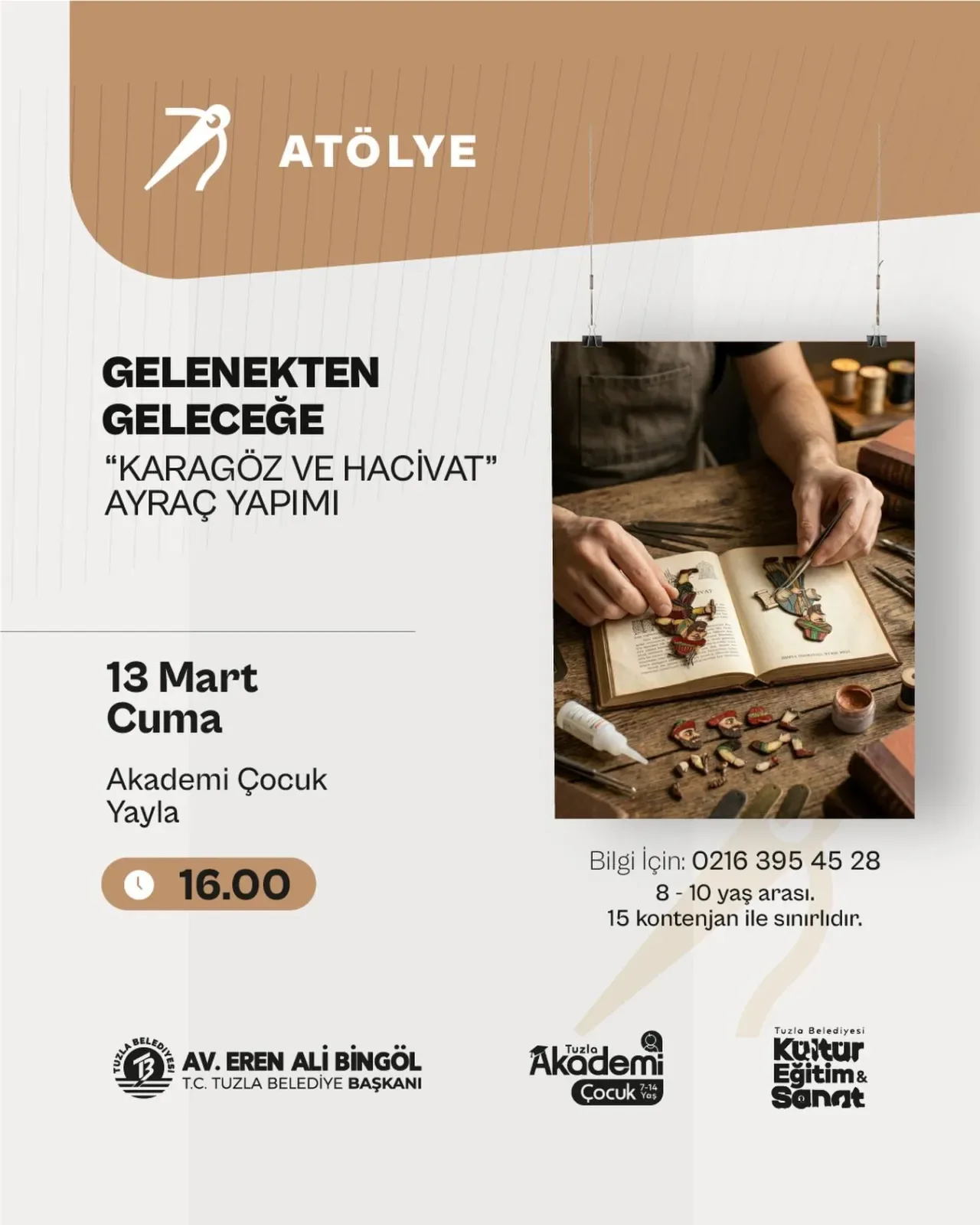 Tuzla'da Çocuklar Karagöz ve Hacivat ile Kitap Ayracı Tasarlayacak Tuzla'da Çocuklar Karagöz ve Hacivat ile Kitap Ayracı Tasarlayacak