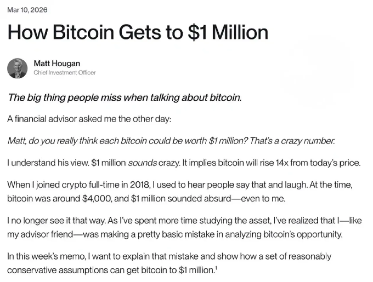 Bitwise Raporuna Göre Bitcoin Nasıl 1 Milyon Dolar Olur? Bitwise Raporuna Göre Bitcoin Nasıl 1 Milyon Dolar Olur?