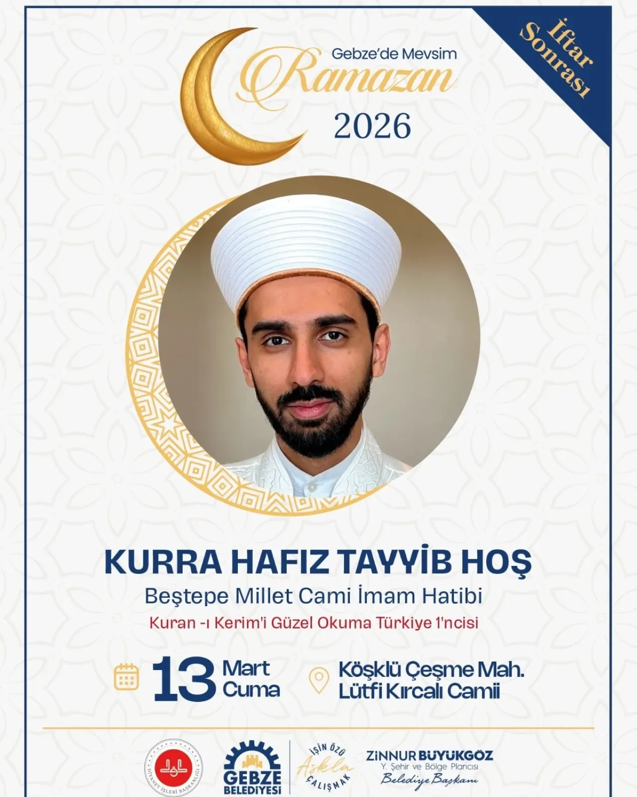 Gebze'de Ramazan Ruhu Köşklü Çeşme'de Canlanıyor: Hafız Tayyib Hoş Teravih'e Davet Gebze'de Ramazan Ruhu Köşklü Çeşme'de Canlanıyor: Hafız Tayyib Hoş Teravih'e Davet
