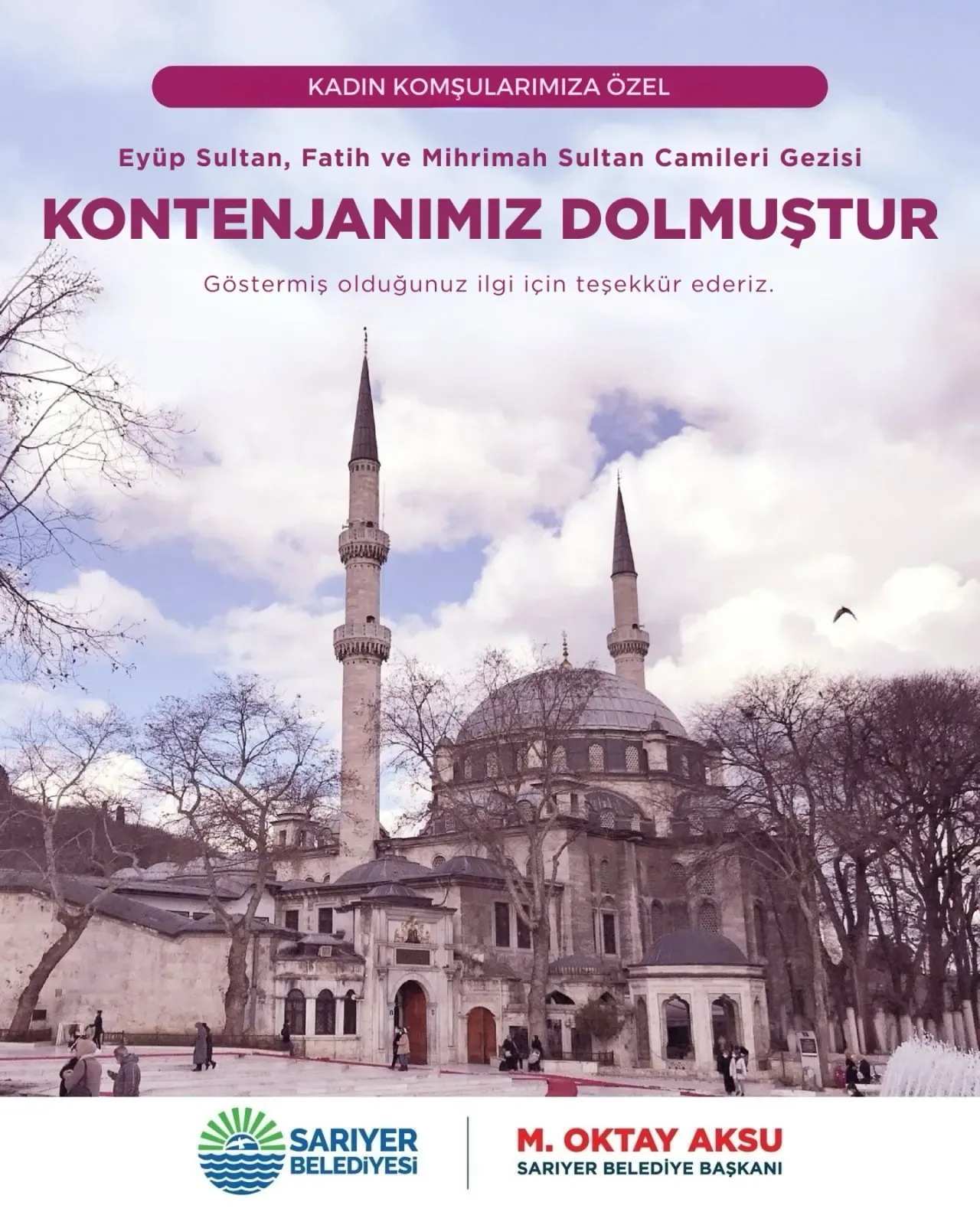 Sarıyer Belediyesi'nden Vatandaşlara Teşekkür Mesajı Sarıyer Belediyesi'nden Vatandaşlara Teşekkür Mesajı