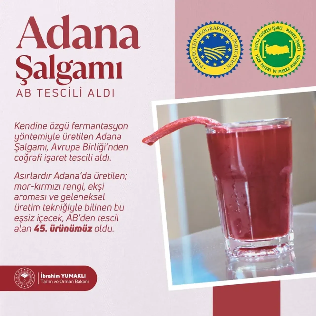 Adana'nın Geleneksel Şalgam Suyu, Avrupa'da Coğrafi İşaret Aldı Adana'nın Geleneksel Şalgam Suyu, Avrupa'da Coğrafi İşaret Aldı