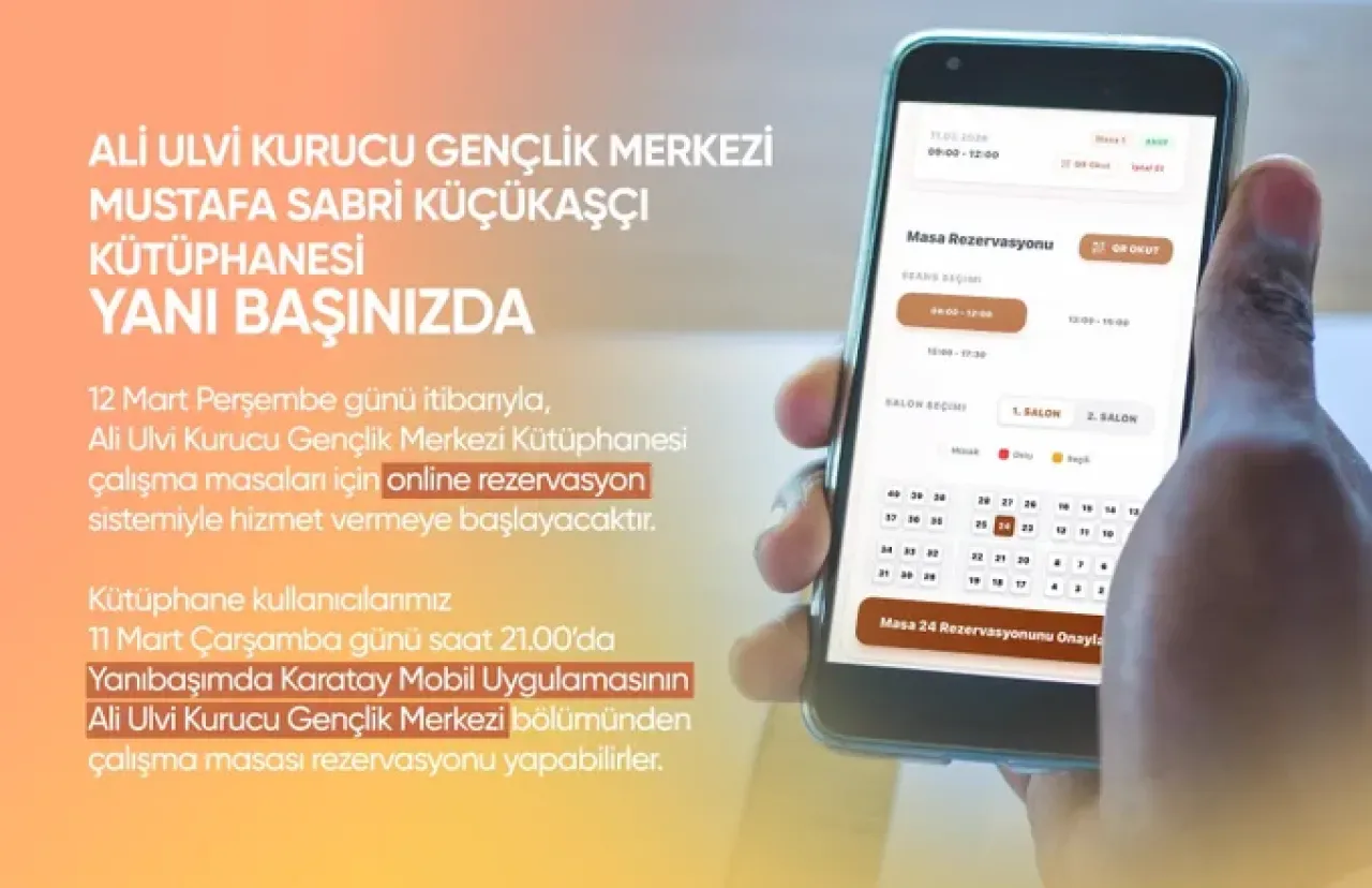 Karatay'da Kütüphane Masaları Artık Online Rezervasyonla Karatay'da Kütüphane Masaları Artık Online Rezervasyonla