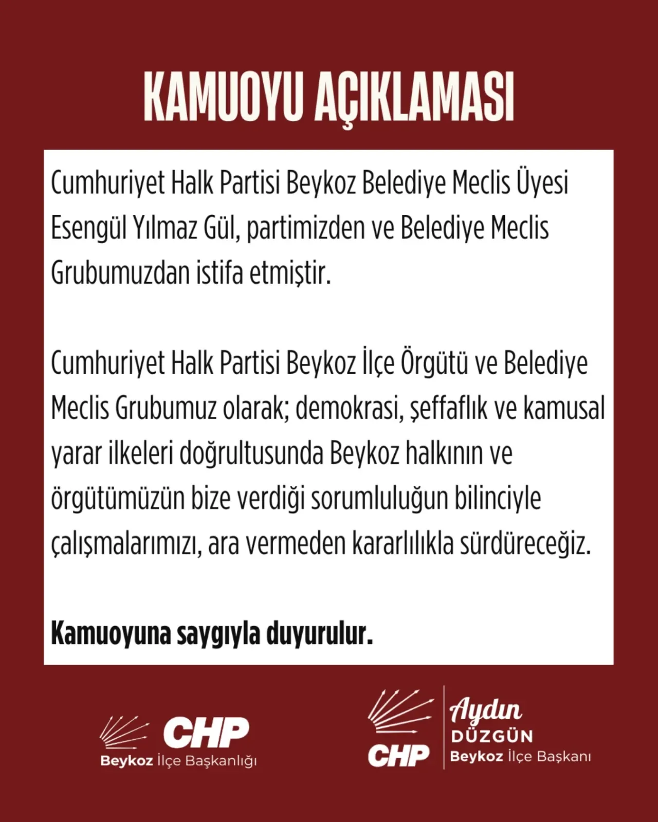 CHP Beykoz'da Meclis Üyesi İstifa Etti: Yerine Kim Gelecek? CHP Beykoz'da Meclis Üyesi İstifa Etti: Yerine Kim Gelecek?
