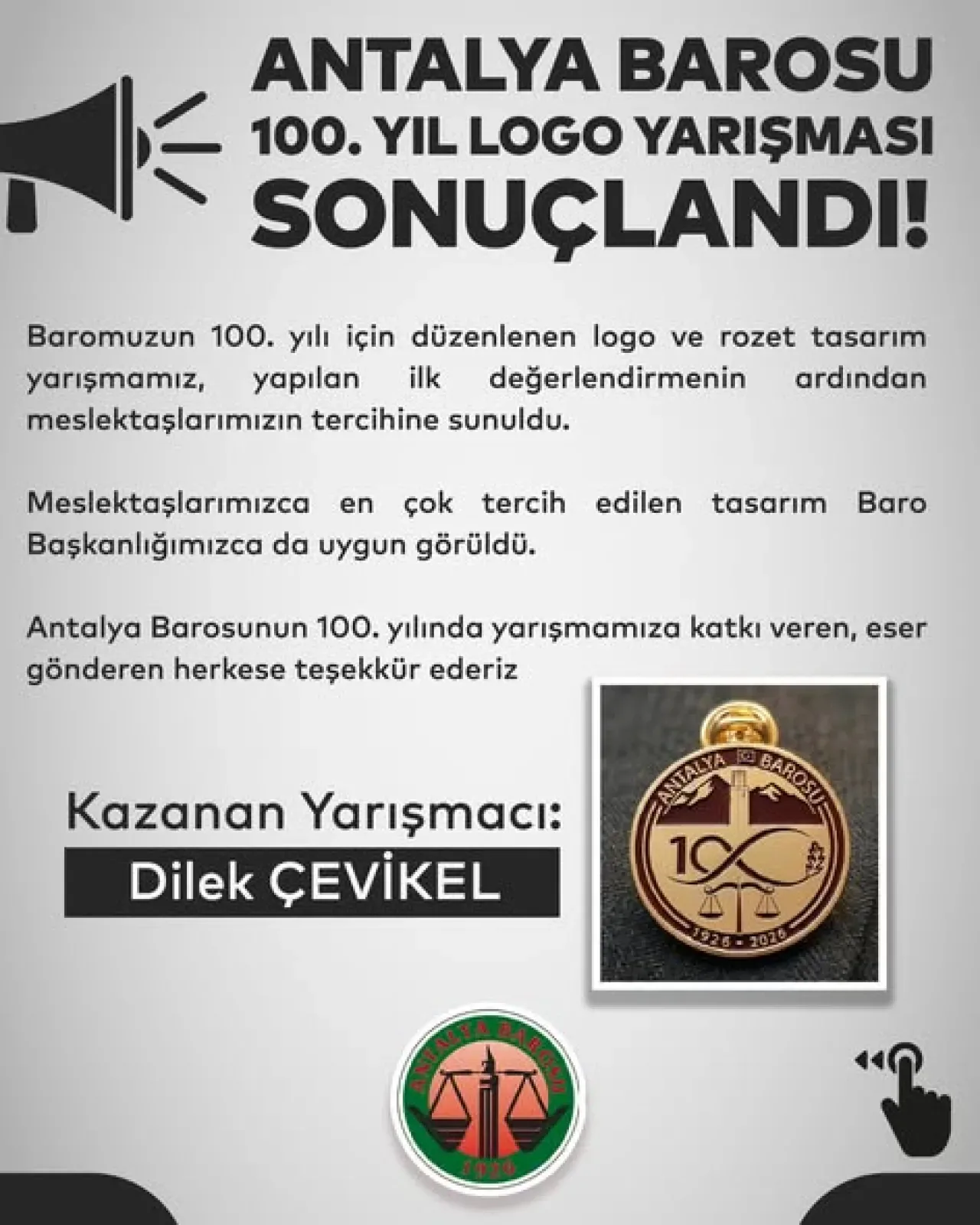 Antalya Barosu 100. Yıl Logosu Belli Oldu Antalya Barosu 100. Yıl Logosu Belli Oldu