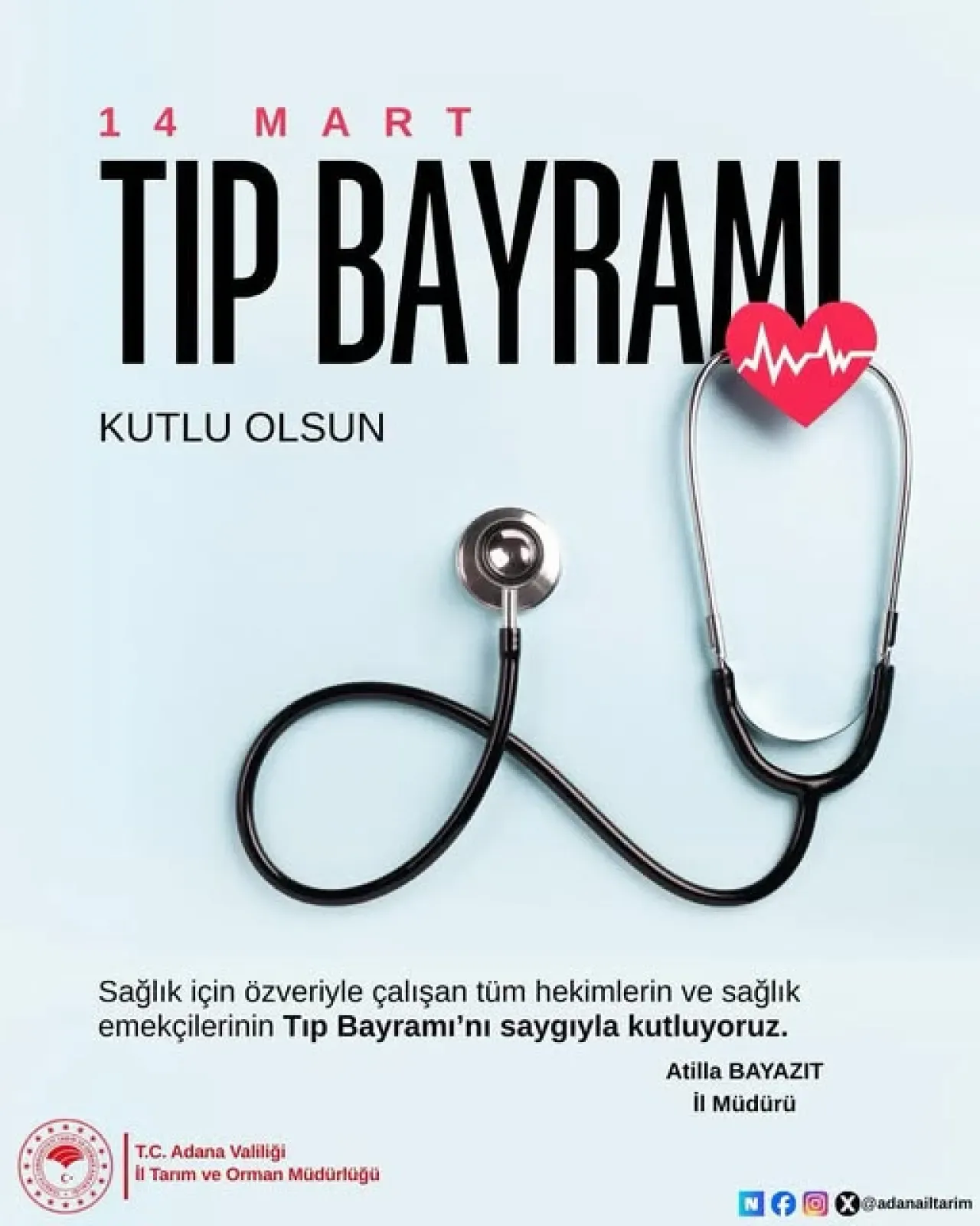 Adana İl Tarım Müdürlüğü'nden 14 Mart Tıp Bayramı Kutlaması Adana İl Tarım Müdürlüğü'nden 14 Mart Tıp Bayramı Kutlaması