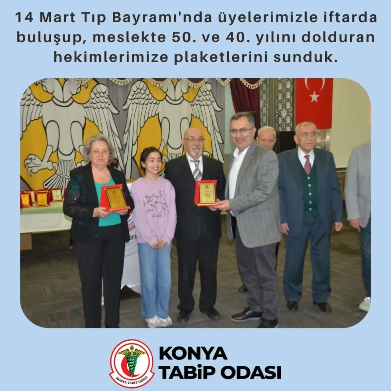 Konya Tabip Odası, Tıp Bayramı'nda Meslekte 50 ve 40 Yılını Dolduran Hekimleri Onurlandırdı Konya Tabip Odası, Tıp Bayramı'nda Meslekte 50 ve 40 Yılını Dolduran Hekimleri Onurlandırdı