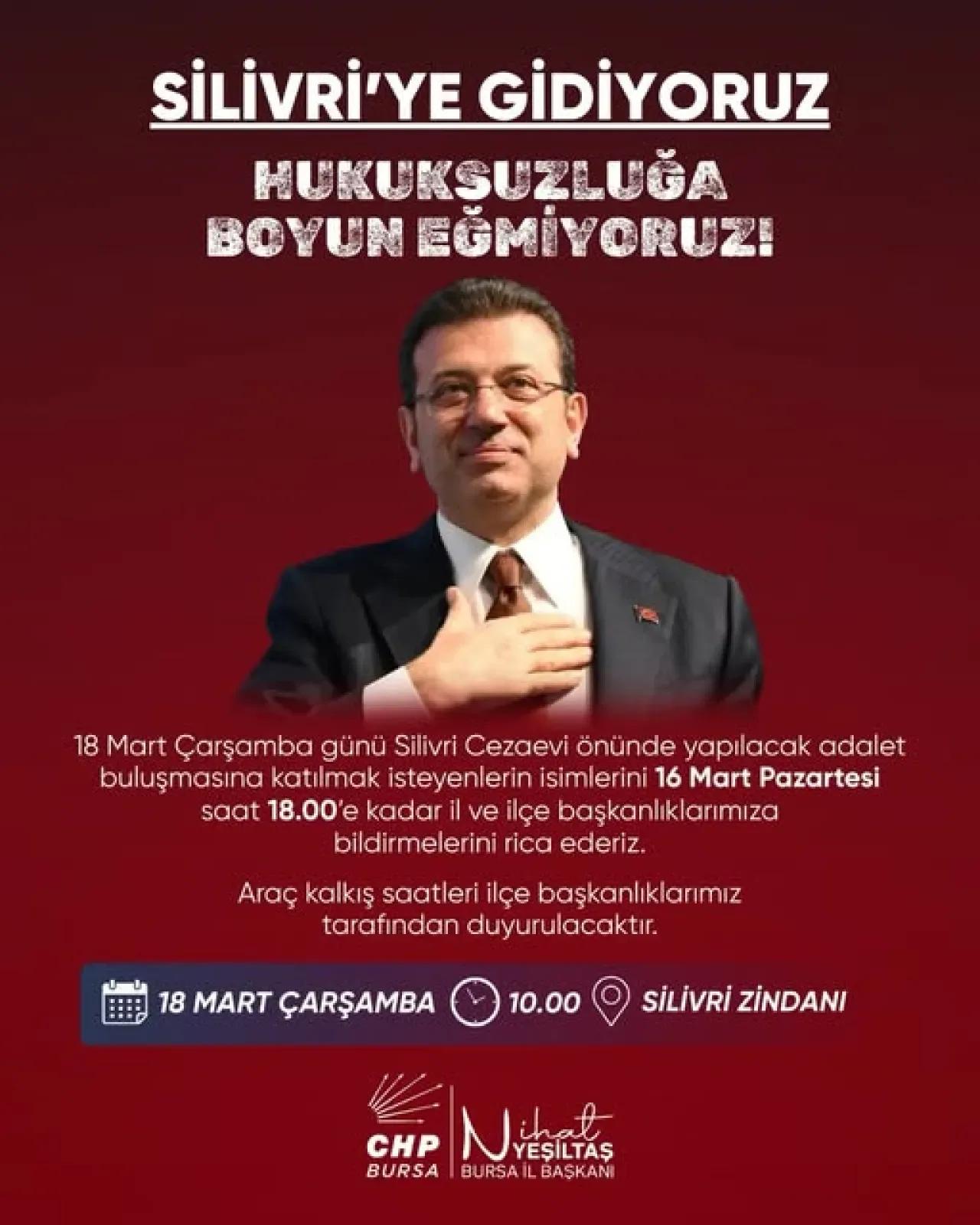 CHP'li Belediye Başkanlarına Yönelik Davada Bursa'dan Silivri'ye Adalet Nöbeti CHP'li Belediye Başkanlarına Yönelik Davada Bursa'dan Silivri'ye Adalet Nöbeti