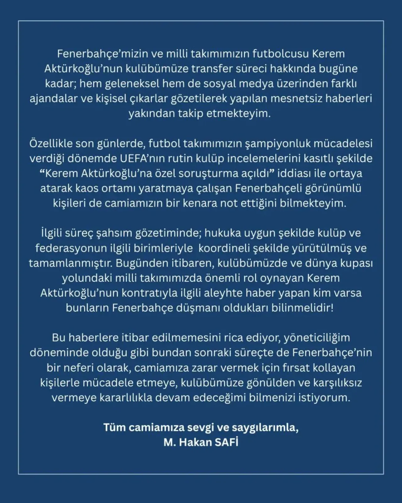 Hakan Safi'den Kerem Aktürkoğlu Açıklaması: Spor Dünyasını Sallayan İfadeler Hakan Safi'den Kerem Aktürkoğlu Açıklaması: Spor Dünyasını Sallayan İfadeler