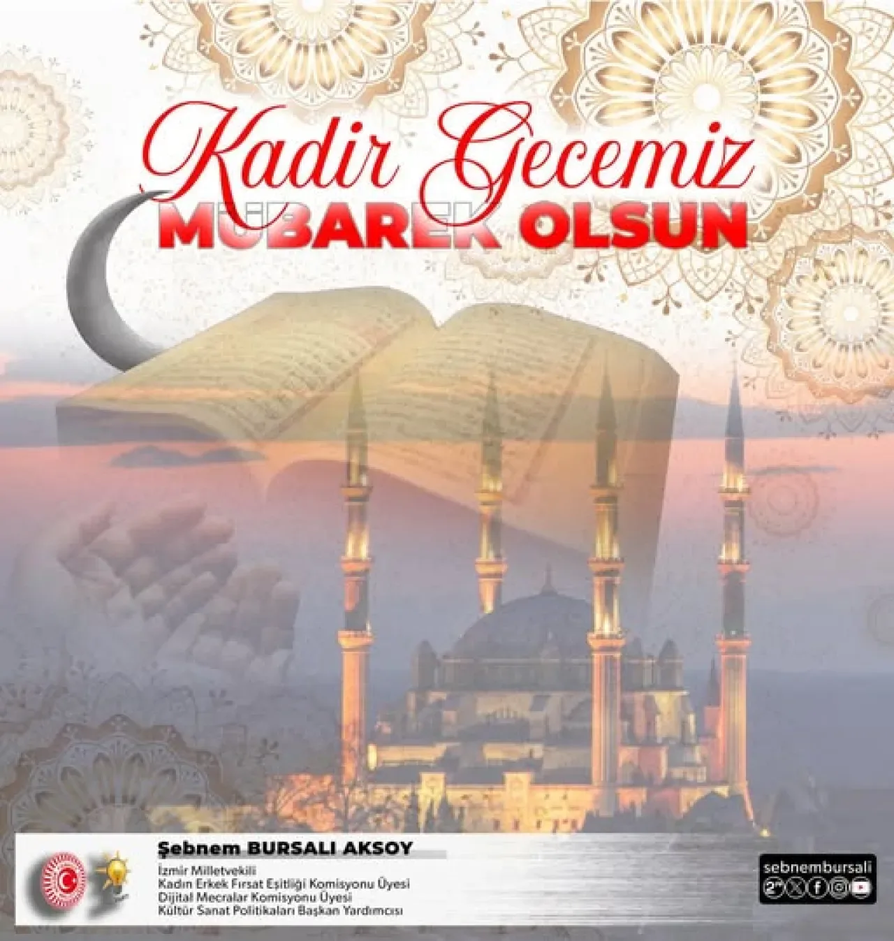 Kadir Gecesi Mesajı: Şebnem Bursalı'dan İslâm Alemine Barış Dileği Kadir Gecesi Mesajı: Şebnem Bursalı'dan İslâm Alemine Barış Dileği
