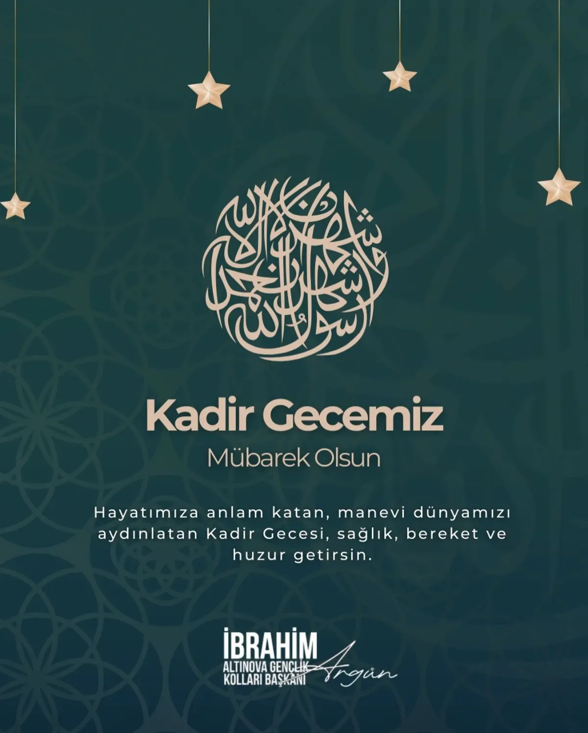 Altınova'da Kadir Gecesi Mesajı: Dualar Bir, Kardeşlik Daim Olsun Altınova'da Kadir Gecesi Mesajı: Dualar Bir, Kardeşlik Daim Olsun