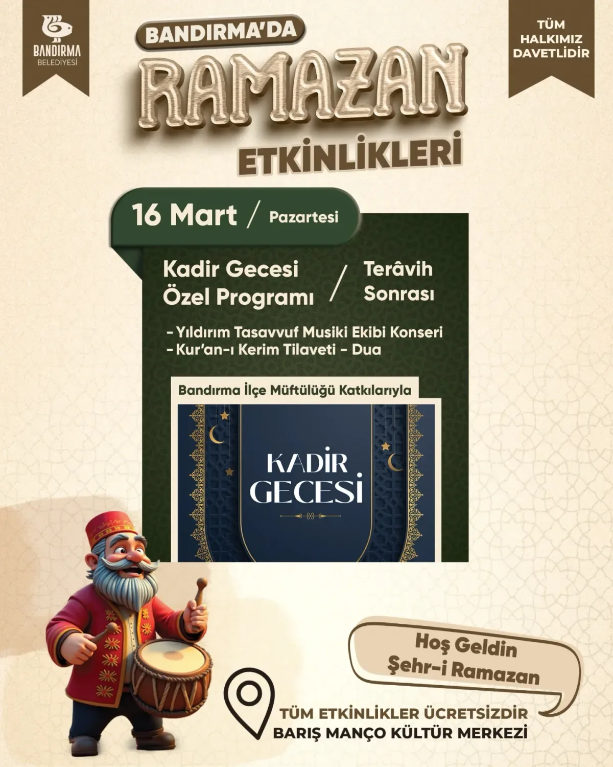 Bandırma'da Kadir Gecesi Coşkusu: Teravihten Sonra Özel Program Bandırma'da Kadir Gecesi Coşkusu: Teravihten Sonra Özel Program