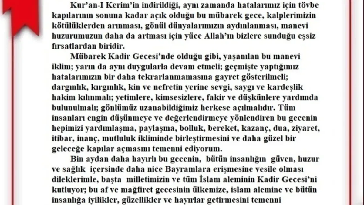 Yıldırım Kaymakamı Metin Esen'den Kadir Gecesi Mesajı: "Hayırlara Vesile Olmasını Dilerim" Yıldırım Kaymakamı Metin Esen'den Kadir Gecesi Mesajı: "Hayırlara Vesile Olmasını Dilerim"
