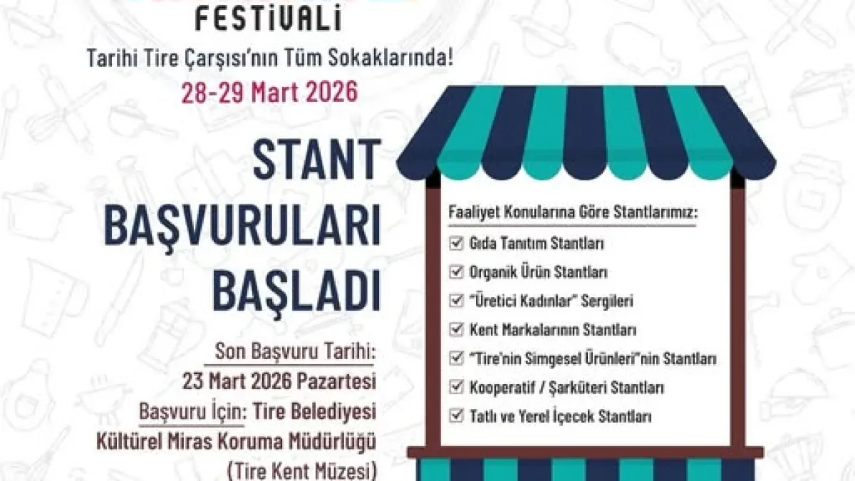 Uluslararası Tire Gastronomi Festivali'nde Stantlar Ücretsiz: Başvurular Başladı Uluslararası Tire Gastronomi Festivali'nde Stantlar Ücretsiz: Başvurular Başladı