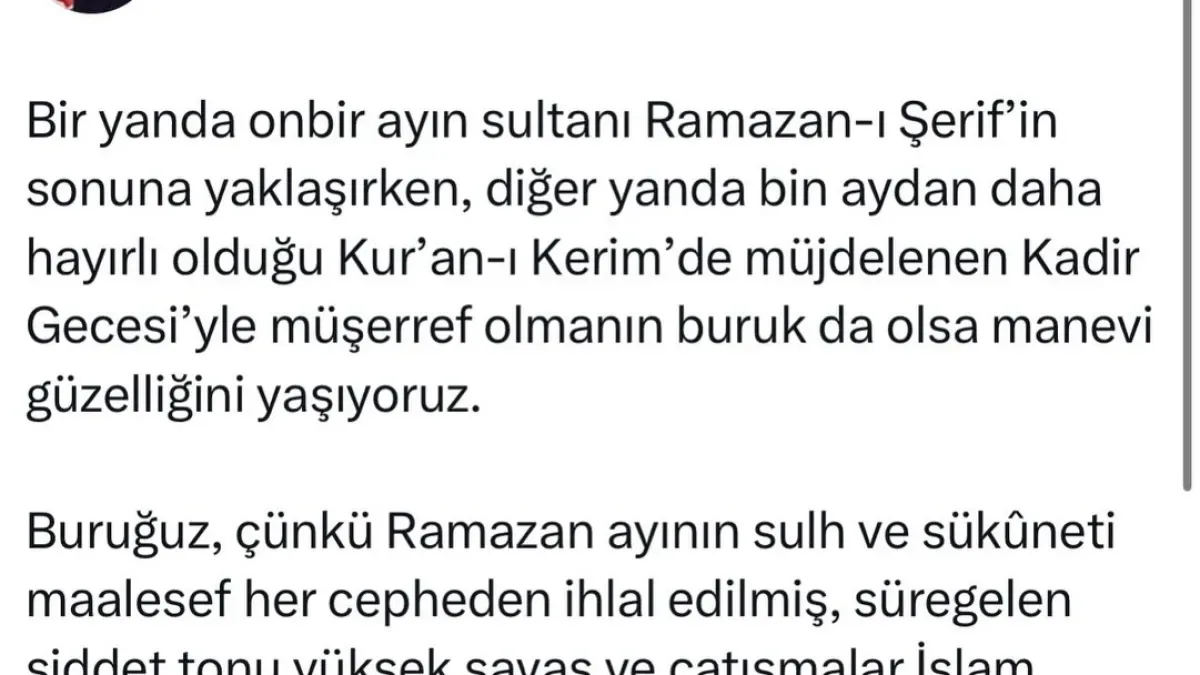 Devlet Bahçeli'den Kadir Gecesi Mesajı: "Birlik ve Beraberlik İçinde Dua Etmeliyiz" Devlet Bahçeli'den Kadir Gecesi Mesajı: "Birlik ve Beraberlik İçinde Dua Etmeliyiz"