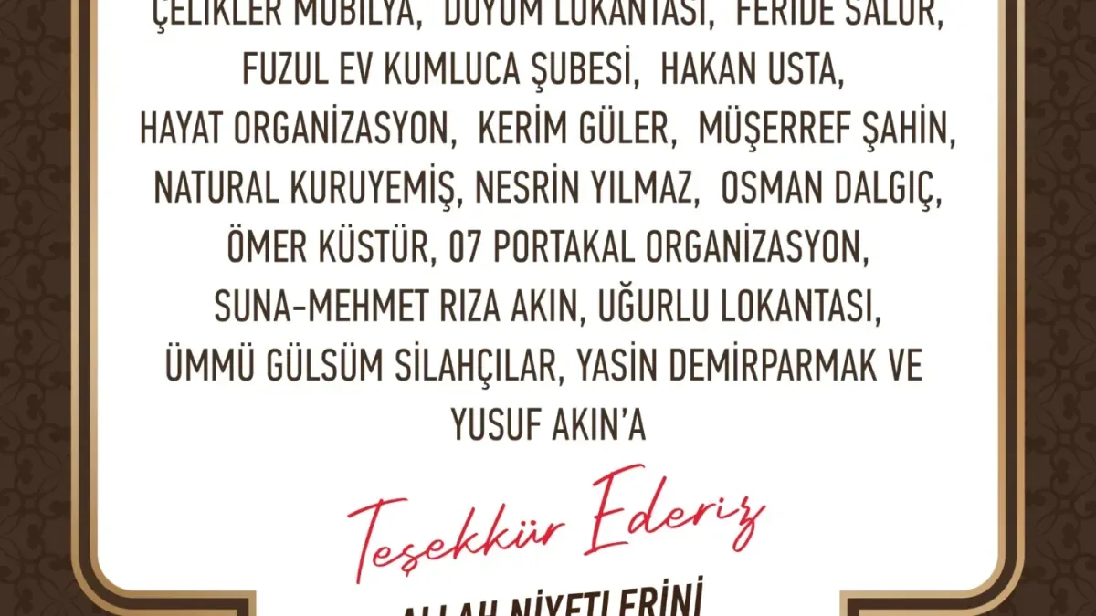 Kumluca Belediyesi Kadir Gecesi İftar Programı Hayırseverlerin Katkılarıyla Gerçekleşti Kumluca Belediyesi Kadir Gecesi İftar Programı Hayırseverlerin Katkılarıyla Gerçekleşti