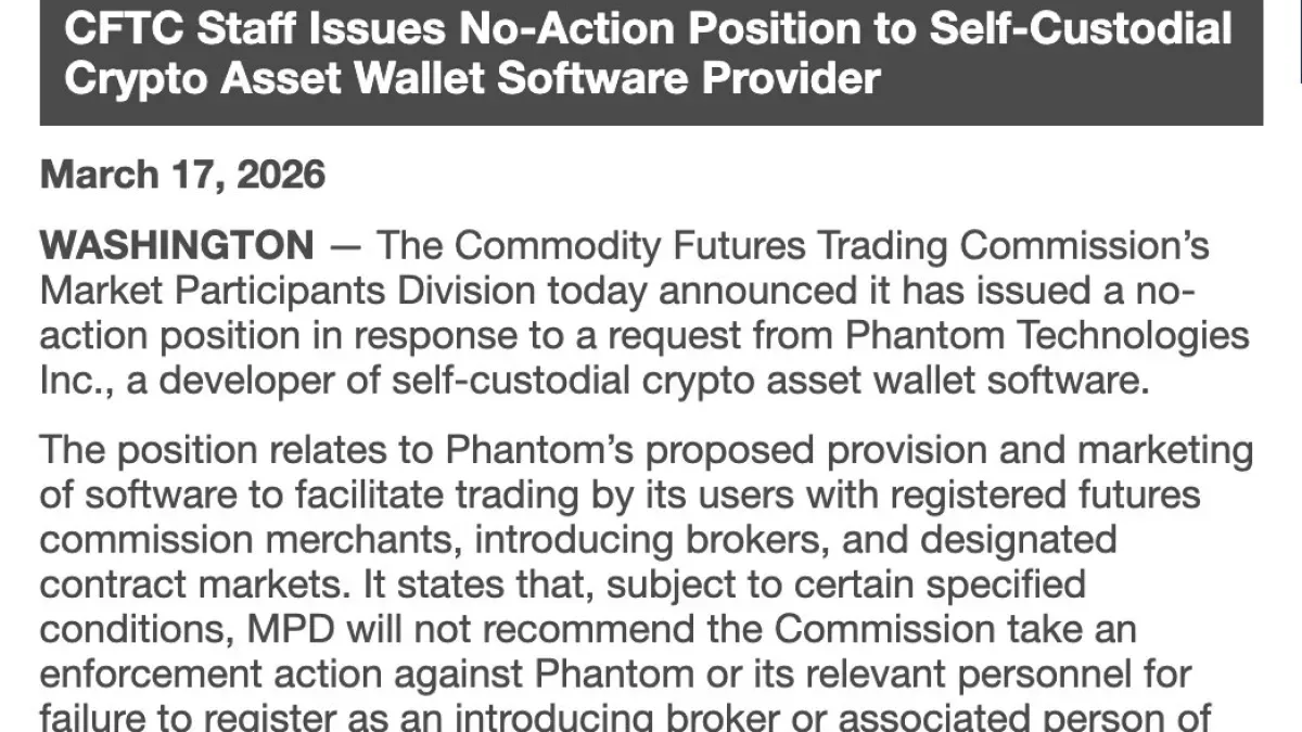 Phantom Kripto Cüzdanı'na CFTC'den Yasal Netlik: Kayıtlı Aracılar Üzerinden Ticaret İçin İzin Phantom Kripto Cüzdanı'na CFTC'den Yasal Netlik: Kayıtlı Aracılar Üzerinden Ticaret İçin İzin