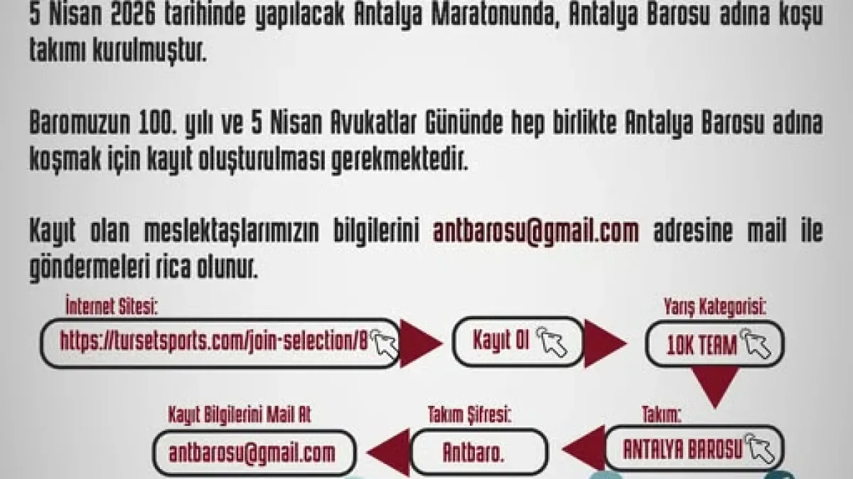 Antalya Barosu 100. Yıl ve Avukatlar Günü'nde Antalya Maratonu'nda Koşuyor Antalya Barosu 100. Yıl ve Avukatlar Günü'nde Antalya Maratonu'nda Koşuyor