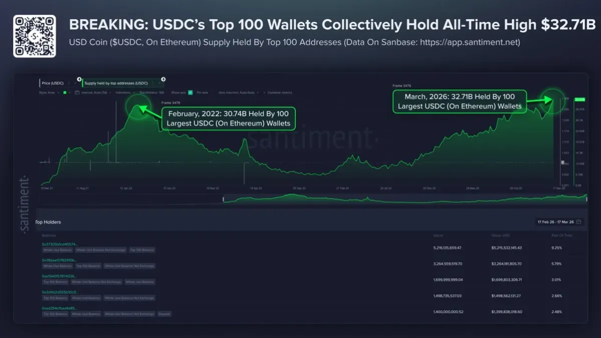 Ethereum'da Dev USDC Birikimi: En Zengin 100 Cüzdan 32.7 Milyar Dolar Kontrol Ediyor Ethereum'da Dev USDC Birikimi: En Zengin 100 Cüzdan 32.7 Milyar Dolar Kontrol Ediyor