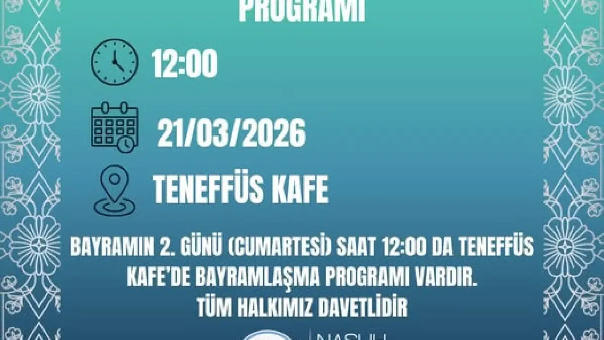 İzmir Kiraz Belediyesi Teneffüs Kafe'de Bayramlaşma Programı Düzenliyor İzmir Kiraz Belediyesi Teneffüs Kafe'de Bayramlaşma Programı Düzenliyor
