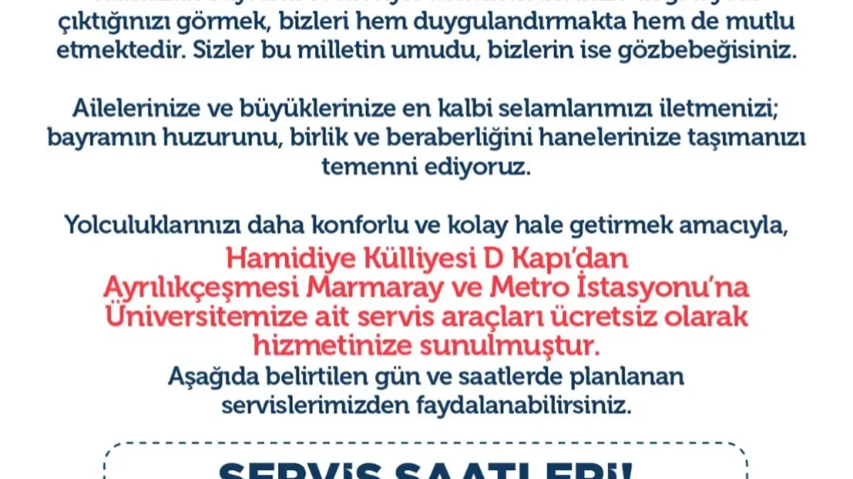 Sağlık Bilimleri Üniversitesi'nden Bayram Mesajı: Yolunuz Açık Olsun Sağlık Bilimleri Üniversitesi'nden Bayram Mesajı: Yolunuz Açık Olsun