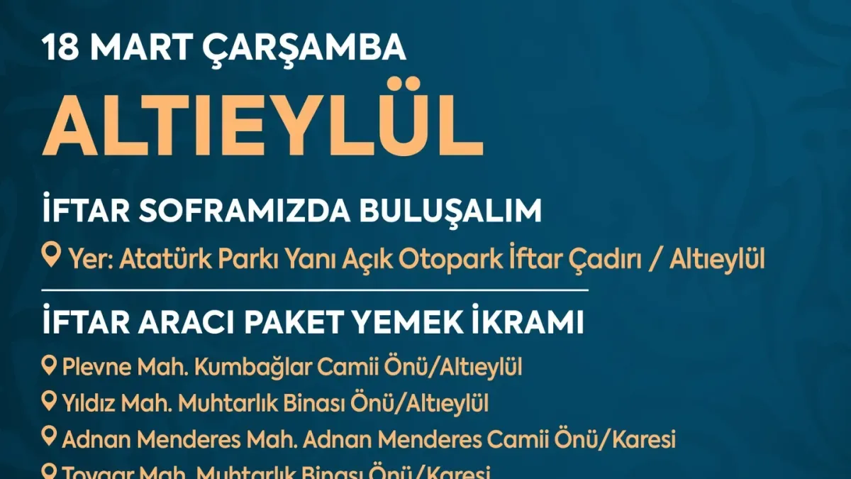 Balıkesir'de 18 Mart'ta Kimler İftar Sofrasına Davetli? Balıkesir'de 18 Mart'ta Kimler İftar Sofrasına Davetli?