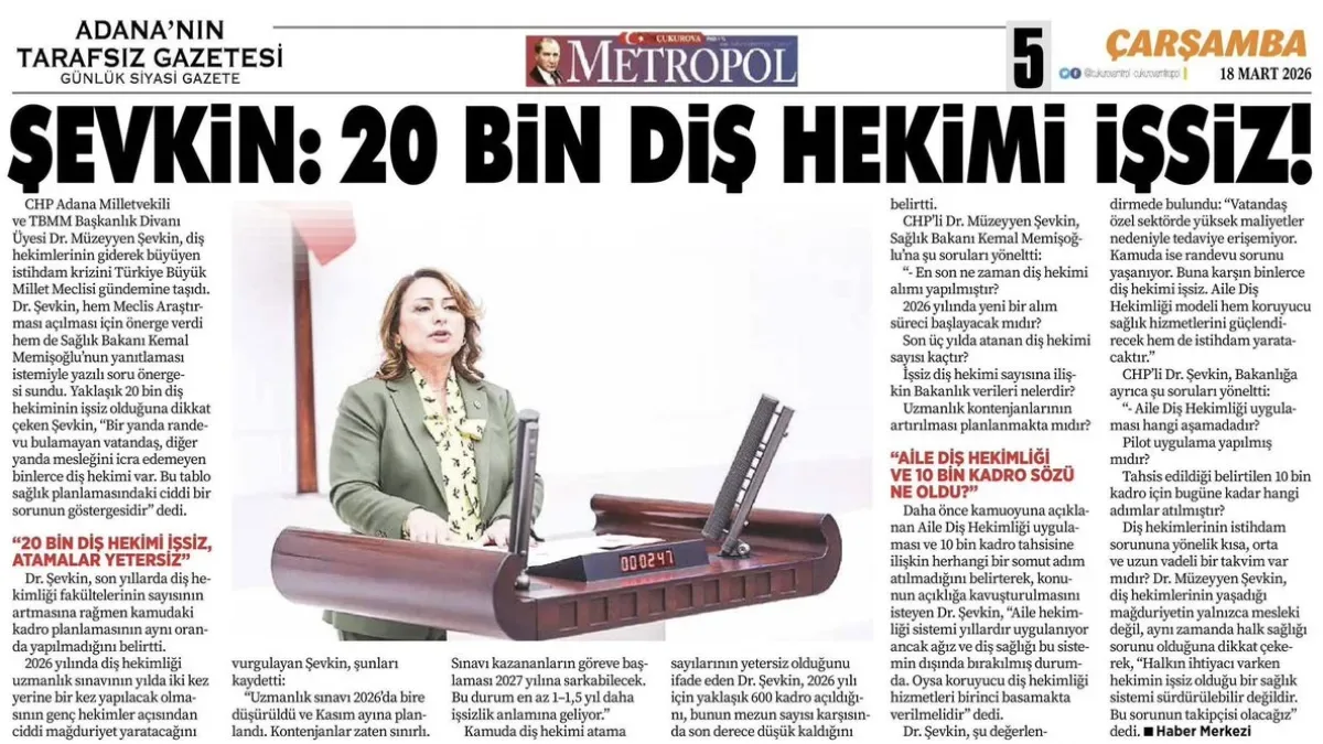 Meclise Taşınan Çelişki: Halk Diş Tedavisi Bulamıyor, 20 Bin Hekim İşsiz Meclise Taşınan Çelişki: Halk Diş Tedavisi Bulamıyor, 20 Bin Hekim İşsiz