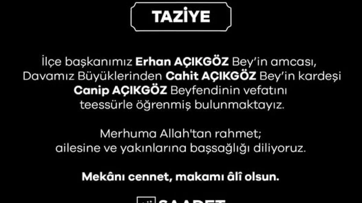 Saadet Partisi'nden Tüm Türkiye'ye Adalet Sofraları Çağrısı Saadet Partisi'nden Tüm Türkiye'ye Adalet Sofraları Çağrısı