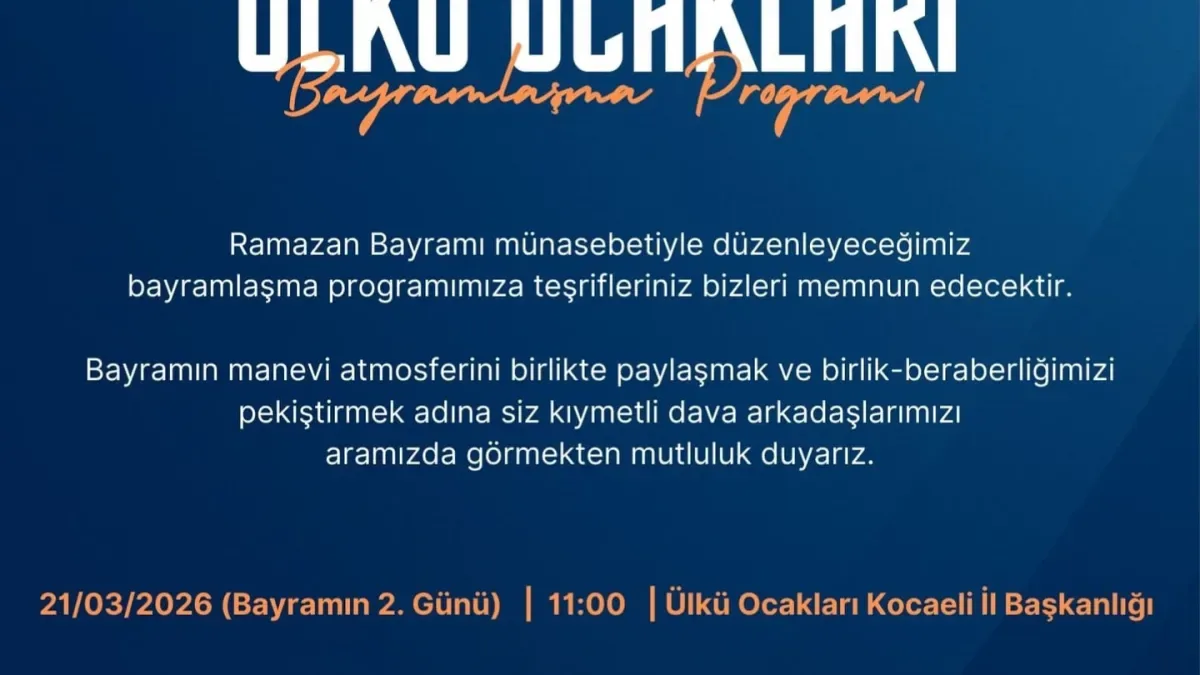 Bayramın İkinci Günü 11:00'de: Kandıra Ülkü Ocakları'nda Buluşma Bayramın İkinci Günü 11:00'de: Kandıra Ülkü Ocakları'nda Buluşma