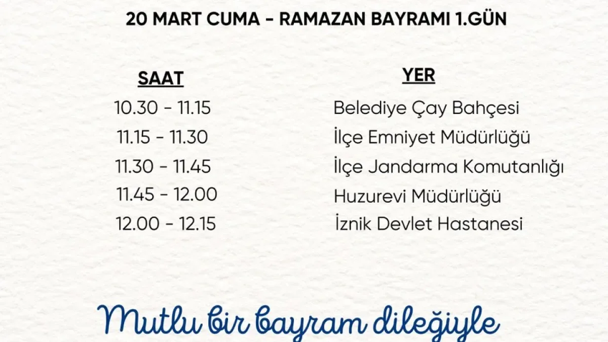 İznik Kaymakamlığı'ndan Vatandaşlara Çağrı: Bayram Sevinci Birlikte Çoğalsın İznik Kaymakamlığı'ndan Vatandaşlara Çağrı: Bayram Sevinci Birlikte Çoğalsın