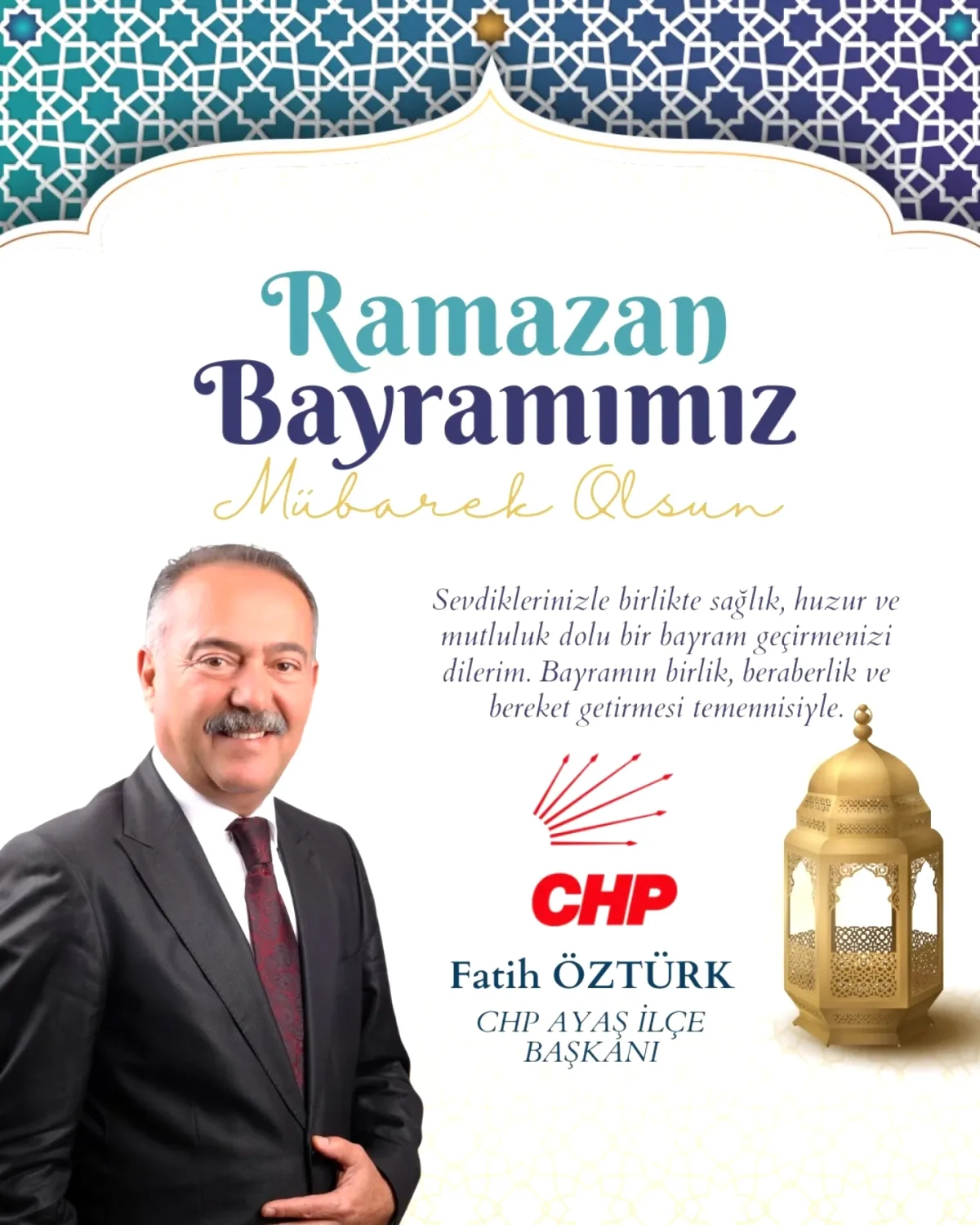 CHP Ayaş İlçe Başkanı'ndan Bayram Mesajında Toplumsal Birlik Vurgusu CHP Ayaş İlçe Başkanı'ndan Bayram Mesajında Toplumsal Birlik Vurgusu