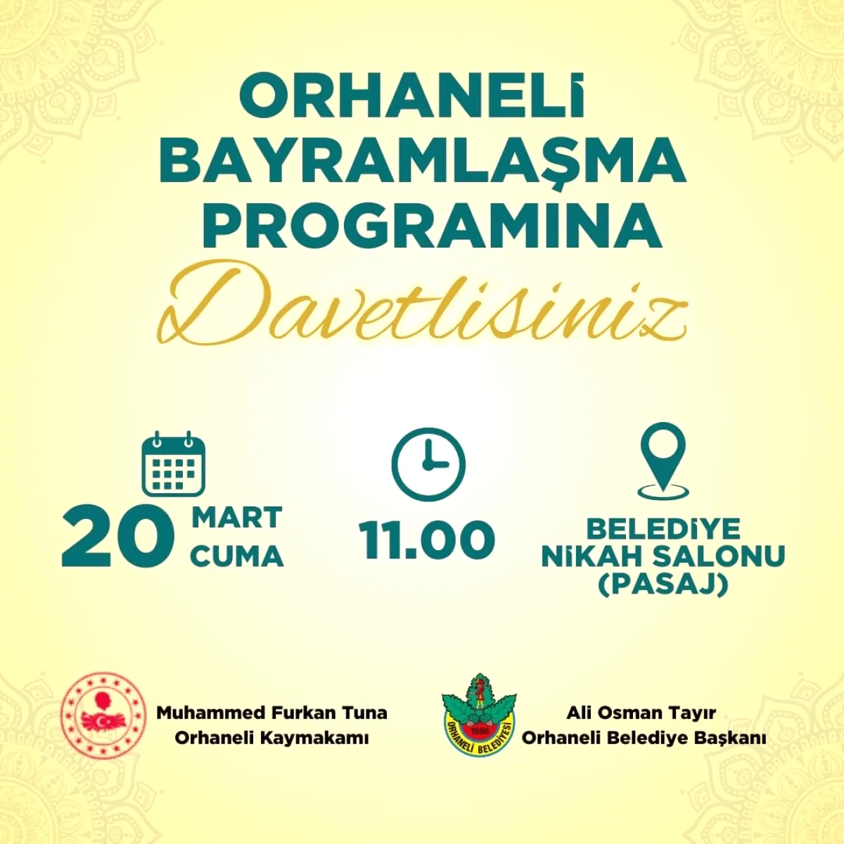Bursa Orhaneli'de Bayram Coşkusu: Kaymakamlık'tan Anlamlı Davet Bursa Orhaneli'de Bayram Coşkusu: Kaymakamlık'tan Anlamlı Davet