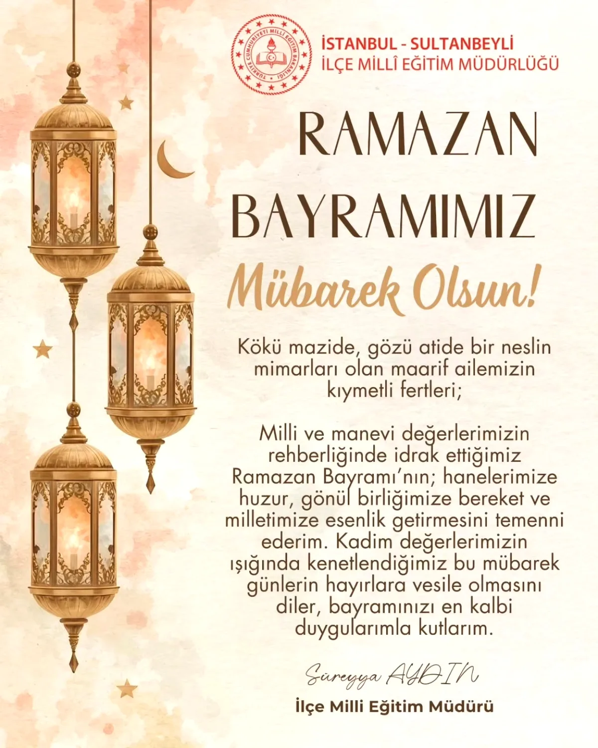 Sultanbeyli'de Eğitim Yöneticisinden Bayram Vurgusu: "Kökü Mazide, Gözü Atide Neslin Mimarları" Sultanbeyli'de Eğitim Yöneticisinden Bayram Vurgusu: "Kökü Mazide, Gözü Atide Neslin Mimarları"