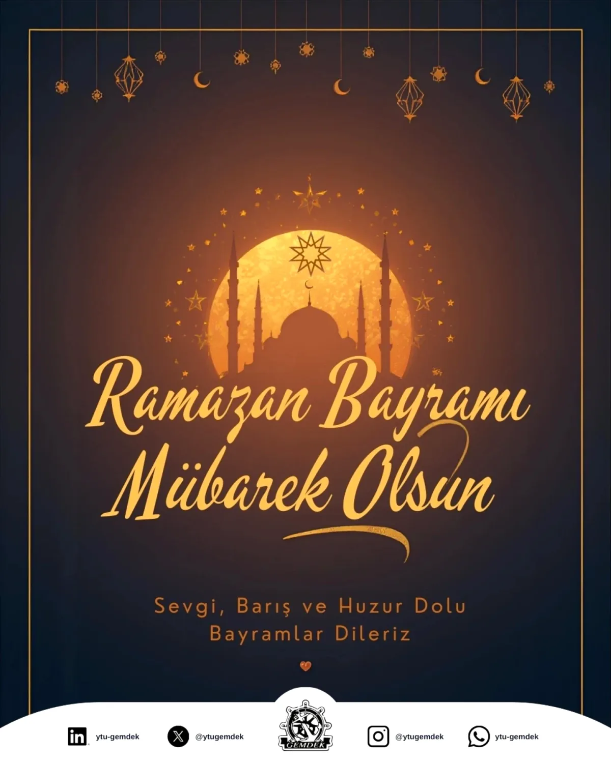 YTÜ Gemi ve Denizcilik Kulübü'nden Ramazan Bayramı Mesajı: Denizlerde de Barış ve Mutluluk Temennisi YTÜ Gemi ve Denizcilik Kulübü'nden Ramazan Bayramı Mesajı: Denizlerde de Barış ve Mutluluk Temennisi