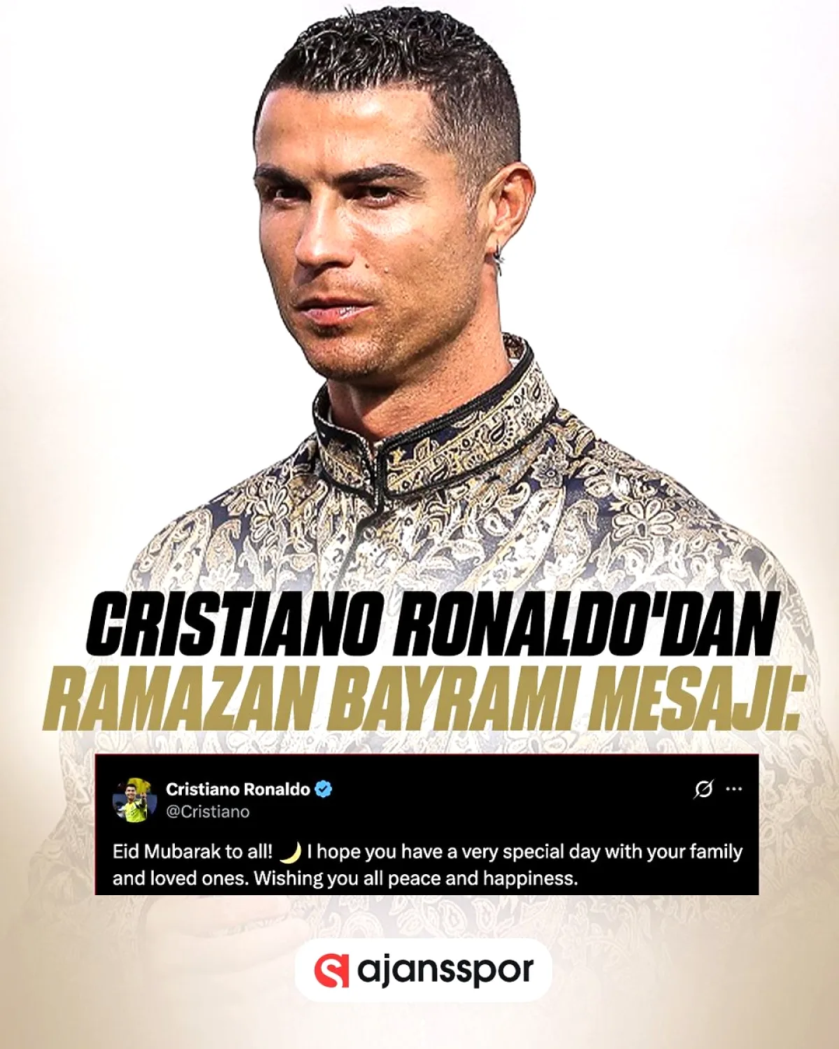 Cristiano Ronaldo'dan Anlamlı Ramazan Bayramı Mesajı: "Mübarek Olsun" Cristiano Ronaldo'dan Anlamlı Ramazan Bayramı Mesajı: "Mübarek Olsun"