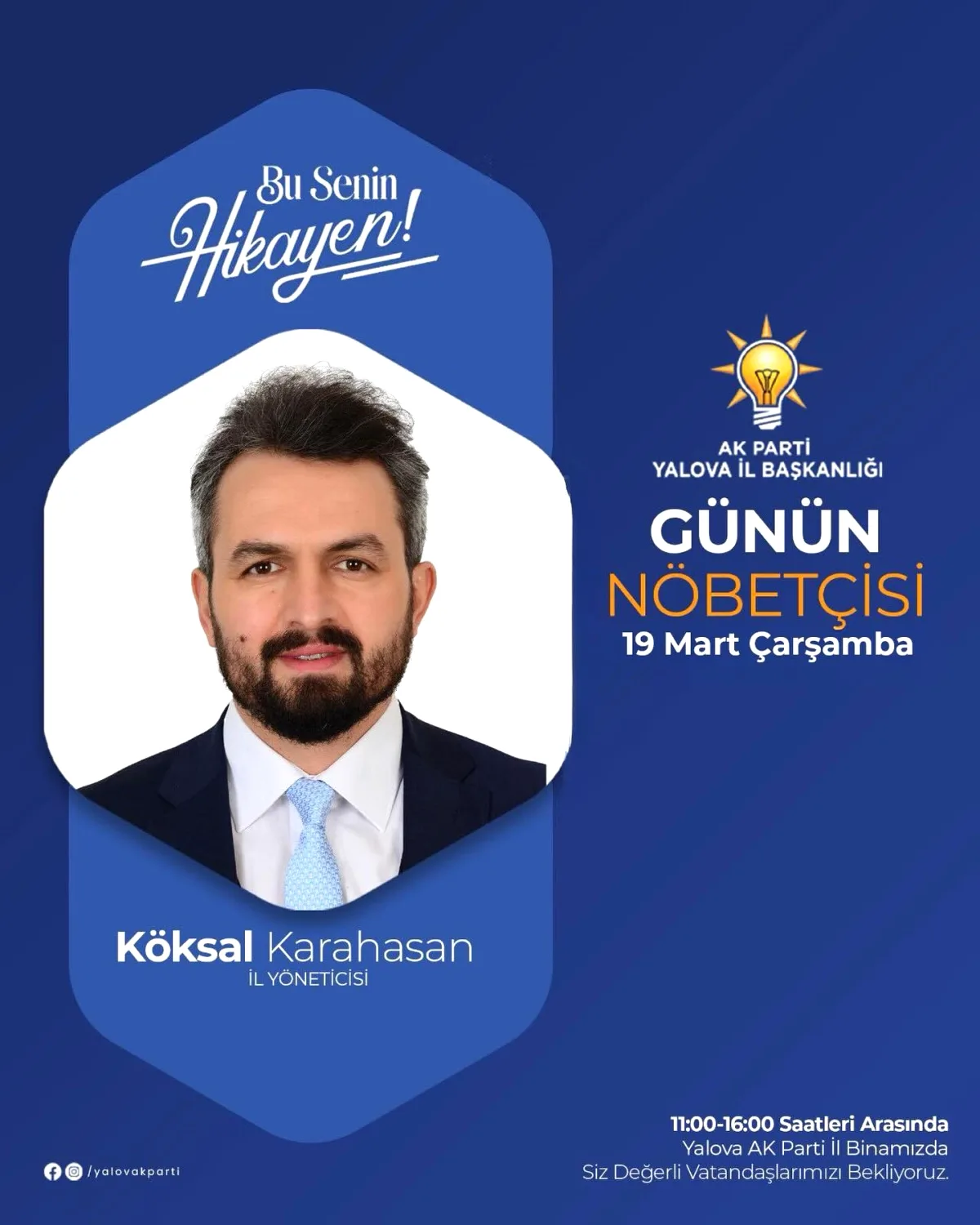 AK Parti Yalova'da Bugünkü Nöbetçi Yönetici Belli Oldu: Köksal Karahasan Görevde AK Parti Yalova'da Bugünkü Nöbetçi Yönetici Belli Oldu: Köksal Karahasan Görevde
