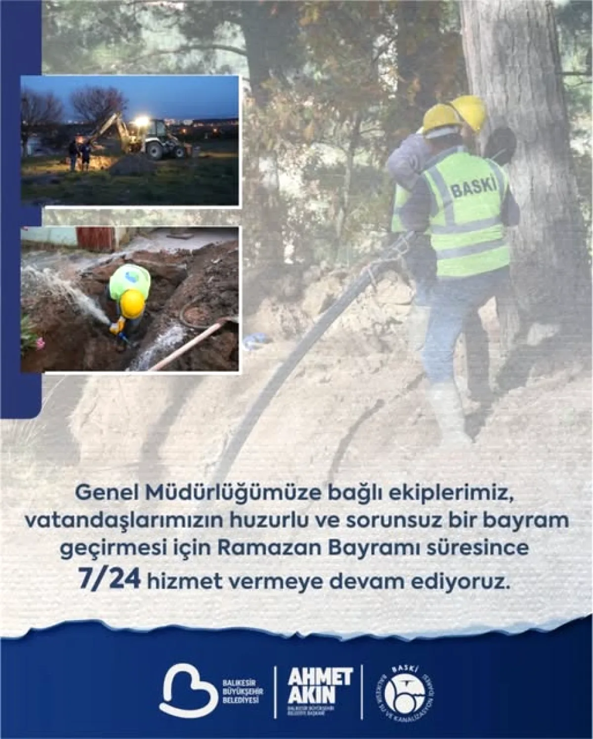 Ramazan Bayramı'nda Su ve Kanalizasyon Hizmeti 7/24 Devam Edecek Ramazan Bayramı'nda Su ve Kanalizasyon Hizmeti 7/24 Devam Edecek