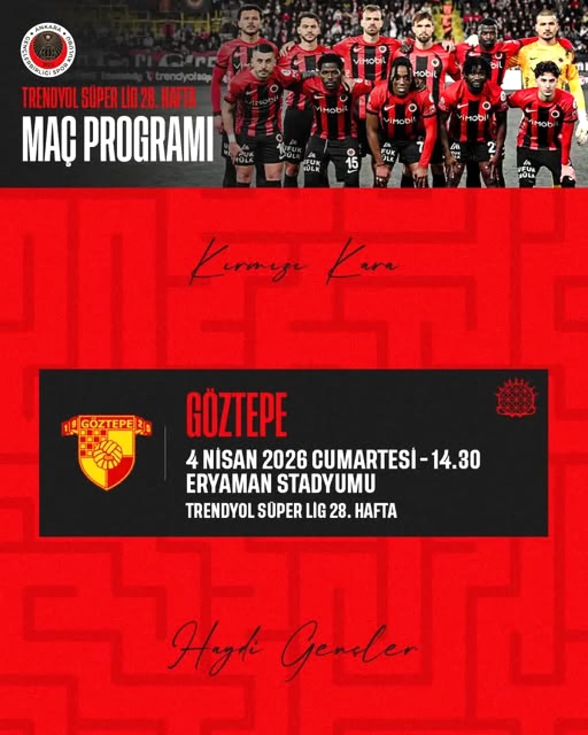 Gençlerbirliği'nin Trendyol Süper Lig Maç Programı Açıklandı Gençlerbirliği'nin Trendyol Süper Lig Maç Programı Açıklandı