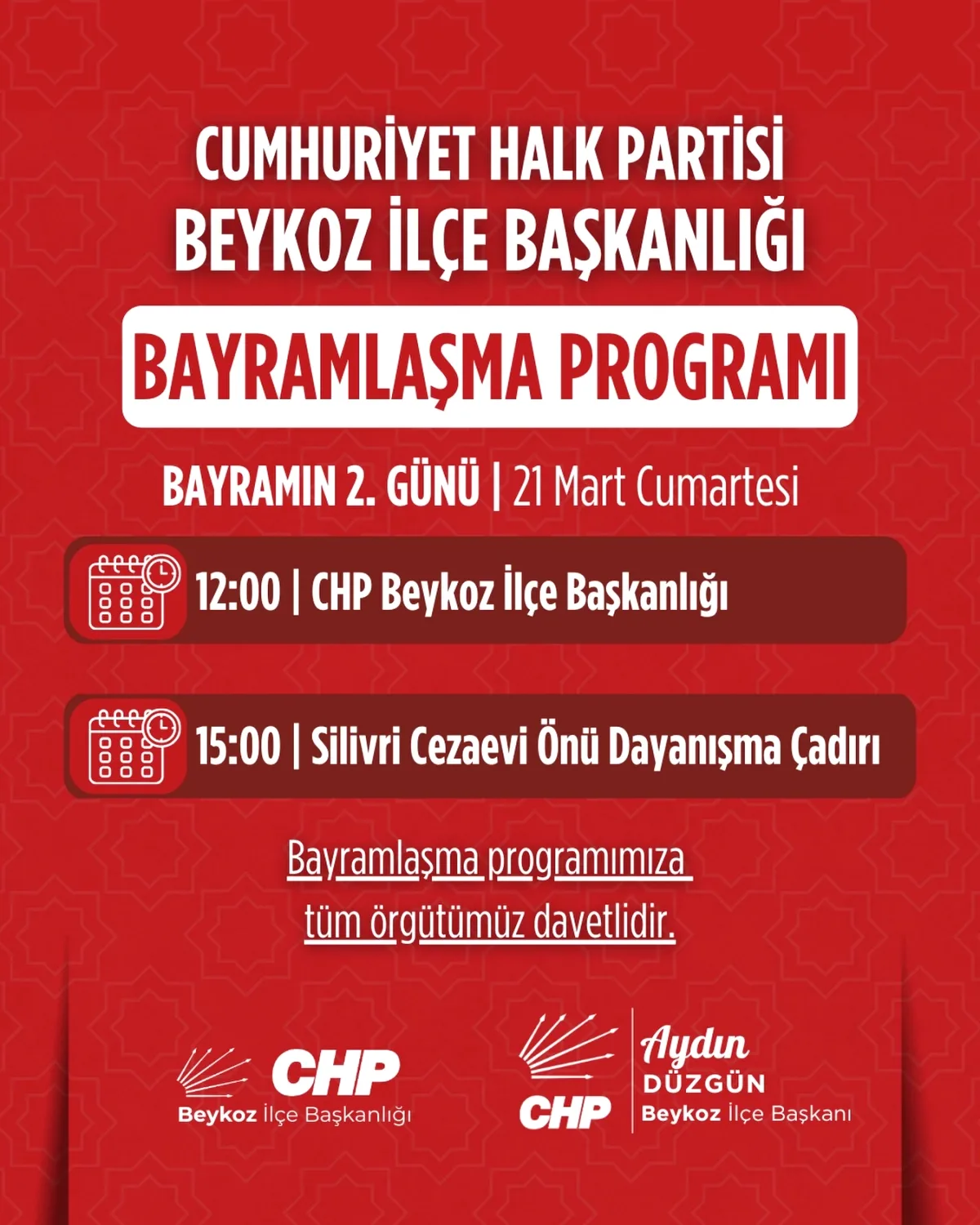 CHP Beykoz'dan Bayramlaşma Daveti: Programın Detayları Açıklandı CHP Beykoz'dan Bayramlaşma Daveti: Programın Detayları Açıklandı